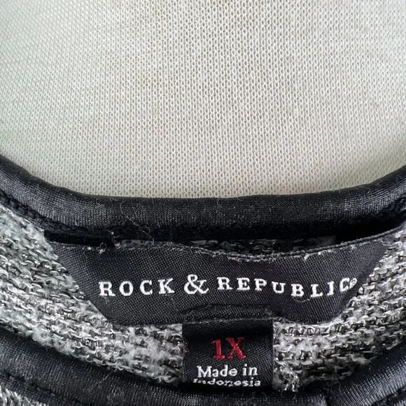 Rock & Republic Womens 1X Gray Top Sleeveless Black Embellished Cross Rayon Poly - Picture 7 of 8